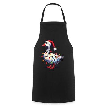 Oie de Noël drôle et maladroite - Tablier de cuisine - noir - Devant - AI Model Male 185 dark (185cm)