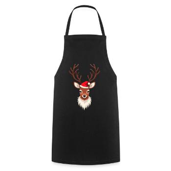 Renne de Noël avec bonnet rouge - Tablier de cuisine - noir - Devant - AI Model Male 185 dark (185cm)