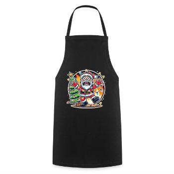 Chaos de Noël avec choc électrique dessin animé - Tablier de cuisine - noir - Devant - AI Model Male 185 dark (185cm)