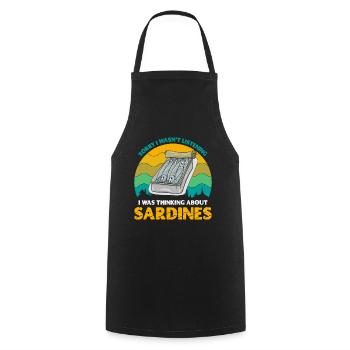 Sardines, Fishing, Fish - Cooking Apron - black - Front - AI Model Male 185 dark (185cm)