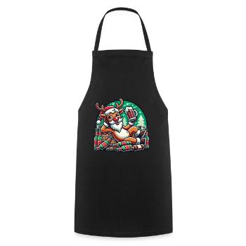 Funny reindeer with beer for Christmas - Cooking Apron - black - Front - AI Model Male 185 dark (185cm)