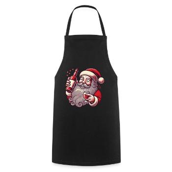 Christmas humor: Santa loves alcohol - Cooking Apron - black - Front - AI Model Male 185 dark (185cm)