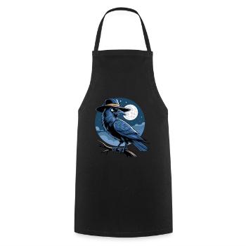 Corbeau conte de fées Fantasy Nuit Pleine lune Ornithologue - Tablier de cuisine - noir - Devant - AI Model Male 185 dark (185cm)