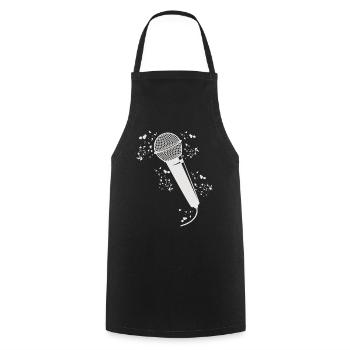 Microphone Poetry Slam Podcast Singer - Cooking Apron - black - Front - AI Model Male 185 dark (185cm)