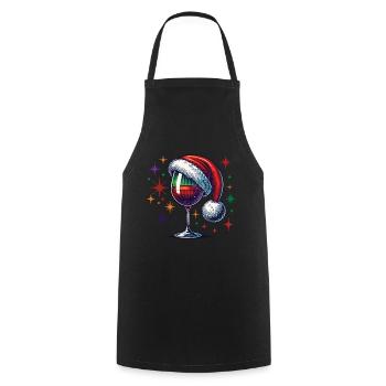 Weihnachtliches Weinglas Mit Weihnachtsmütze - Kochschürze - Schwarz - Vorne - AI Model Male 185 dark (185cm)