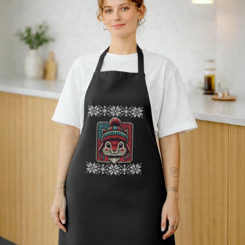 Winter squirrel with hat and pattern Cooking Apron
