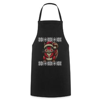 Écureuil de Noël avec chapeau - Tablier de cuisine - noir - Devant - AI Model Male 185 dark (185cm)