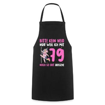 Please No Envy 79th Birthday - Cooking Apron - black - Front - AI Model Male 185 dark (185cm)