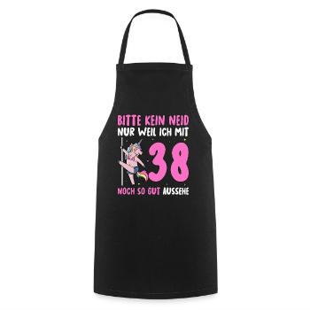 Please No Envy 38 Birthday - Cooking Apron - black - Front - AI Model Male 185 dark (185cm)