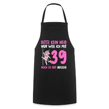Please No Envy 39 Birthday - Cooking Apron - black - Front - AI Model Male 185 dark (185cm)