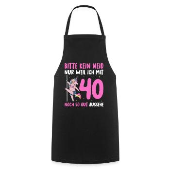Please No Envy 40 Birthday - Cooking Apron - black - Front - AI Model Male 185 dark (185cm)