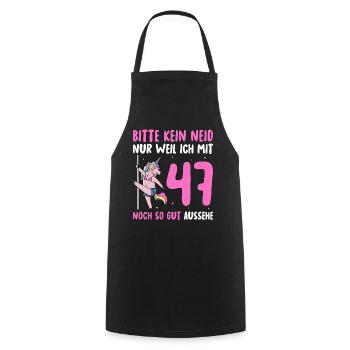 Please No Envy 47 Birthday - Cooking Apron - black - Front - AI Model Male 185 dark (185cm)