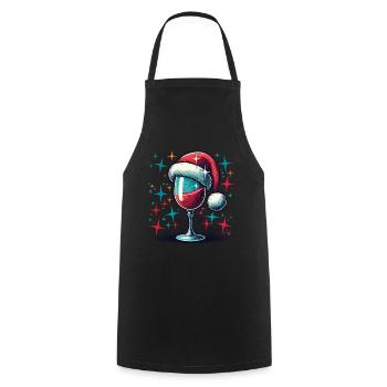Verre à vin de Noël avec une touche festive - Tablier de cuisine - noir - Devant - AI Model Male 185 dark (185cm)