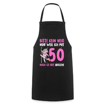 Please No Envy 50 Birthday - Cooking Apron - black - Front - AI Model Male 185 dark (185cm)