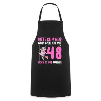 Please No Envy 48 Birthday - Cooking Apron - black - Front - AI Model Male 185 dark (185cm)