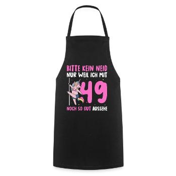 Please No Envy 49 Birthday - Cooking Apron - black - Front - AI Model Male 185 dark (185cm)