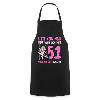 Please No Envy 51 Birthday - Cooking Apron - black - Front - AI Model Male 185 dark (185cm)