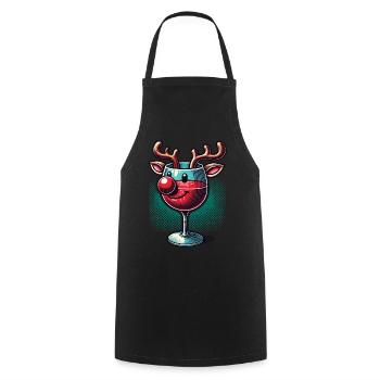 Weinglas Rentier Mit Weihnachtlichem Flair - Kochschürze - Schwarz - Vorne - AI Model Male 185 dark (185cm)