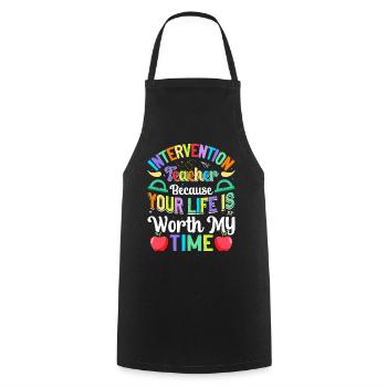 Enseignant d’intervention, Spécialiste de l’intervention - Tablier de cuisine - noir - Devant - AI Model Male 185 dark (185cm)