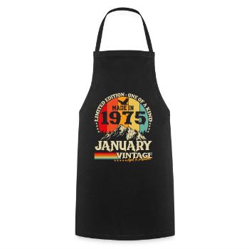 Vintage January 1975 Vintage Retro Birthday - Cooking Apron - black - Front - AI Model Male 185 dark (185cm)