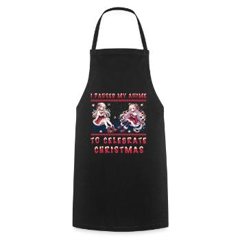 Kawaii Girl Anime Christmas Break to Celebrate - Cooking Apron - black - Front - AI Model Male 185 dark (185cm)