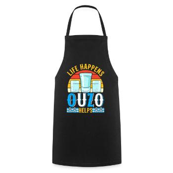Griechenland Ouzo - Kochschürze - Schwarz - Vorne - AI Model Male 185 dark (185cm)