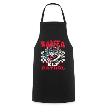 Santa Elf Patrol Christmas Funny - Cooking Apron - black - Front - AI Model Male 185 dark (185cm)