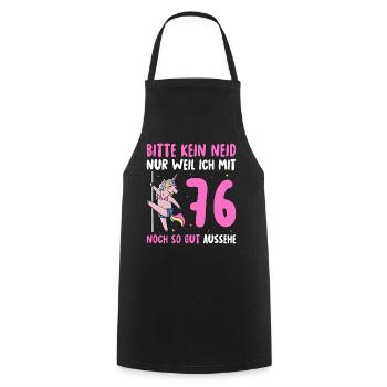 Please No Envy 76 Birthday - Cooking Apron - black - Front - AI Model Male 185 dark (185cm)