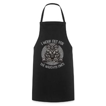 Krampus Fitness pour les filles coquines - Tablier de cuisine - noir - Devant - AI Model Male 185 dark (185cm)