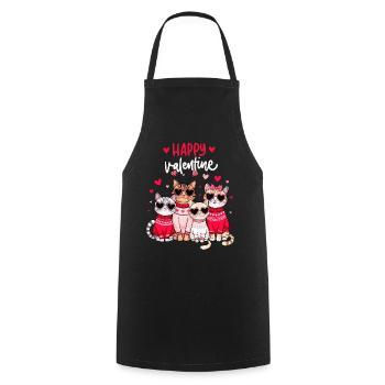 Saint-Valentin Chat Chat Chat Maman Chat Amoureux Fun - Tablier de cuisine - noir - Devant - AI Model Male 185 dark (185cm)