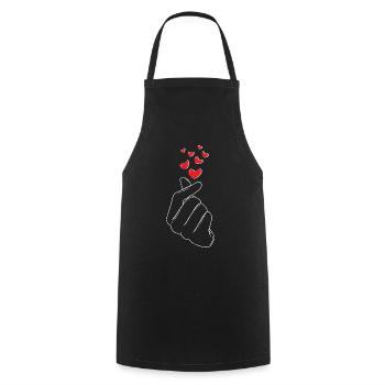 Herzhand Geste Liebe Rot Herz Symbolik - Kochschürze - Schwarz - Vorne - AI Model Male 185 dark (185cm)