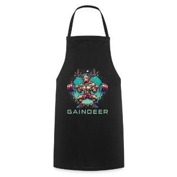 Strong Gaindeer Fitness Reindeer Gym Humor - Cooking Apron - black - Front - AI Model Male 185 dark (185cm)