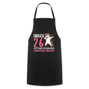 Finally 26 Now just growing up - Cooking Apron - black - Front - AI Model Male 185 dark (185cm)