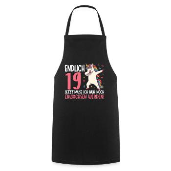 Finally 19 Now just growing up - Cooking Apron - black - Front - AI Model Male 185 dark (185cm)