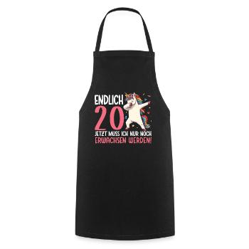 Finally 20 Now just growing up - Cooking Apron - black - Front - AI Model Male 185 dark (185cm)