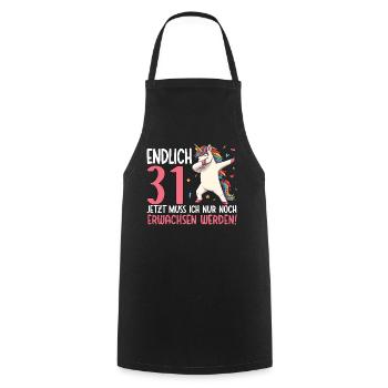 Finally 31 Now just growing up - Cooking Apron - black - Front - AI Model Male 185 dark (185cm)