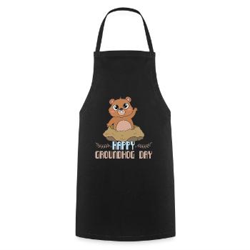 Happy Groundhog Day Design - Cooking Apron - black - Front - AI Model Male 185 dark (185cm)