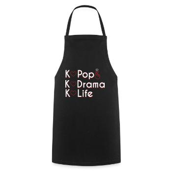 K Pop K Drame K Life Coeur Fingerstyle - Tablier de cuisine - noir - Devant - AI Model Male 185 dark (185cm)