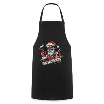 Joyeux Noël Tatouage Style Père Noël - Tablier de cuisine - noir - Devant - AI Model Male 185 dark (185cm)