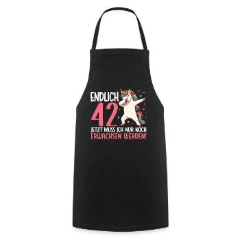 Finally 42 Now just growing up - Cooking Apron - black - Front - AI Model Male 185 dark (185cm)