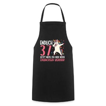 Finally 37 Now just growing up - Cooking Apron - black - Front - AI Model Male 185 dark (185cm)