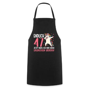 Finally 47 Now just growing up - Cooking Apron - black - Front - AI Model Male 185 dark (185cm)