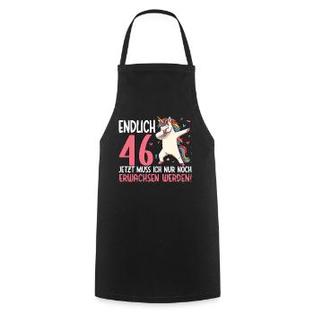 Finally 46 Now just growing up - Cooking Apron - black - Front - AI Model Male 185 dark (185cm)