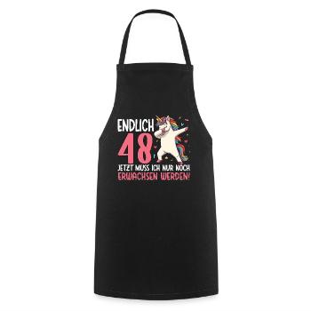 Finally 48 Now just growing up - Cooking Apron - black - Front - AI Model Male 185 dark (185cm)