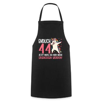 Finally 44 Now just growing up - Cooking Apron - black - Front - AI Model Male 185 dark (185cm)