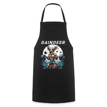 Gaindeer Funny Fitness Conception de Noël - Tablier de cuisine - noir - Devant - AI Model Male 185 dark (185cm)
