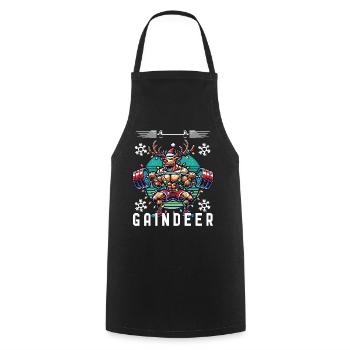 Muskel-Rentier Weihnachten Fitness - Kochschürze - Schwarz - Vorne - AI Model Male 185 dark (185cm)