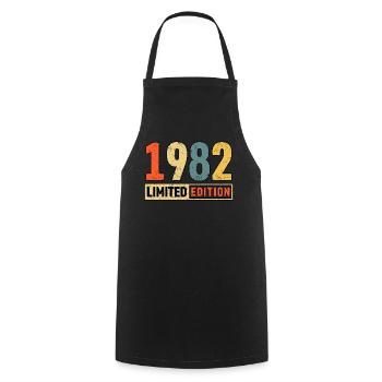 Limited Edition 1982 - Cooking Apron - black - Front - AI Model Male 185 dark (185cm)