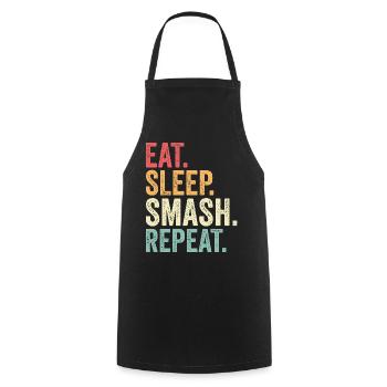 Eat Sleep Smash Repeat Funny Badminton - Cooking Apron - black - Front - AI Model Male 185 dark (185cm)