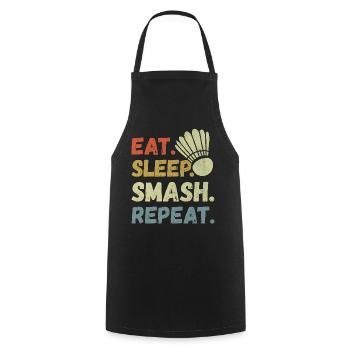 Eat Sleep Smash Repeat - Badminton Lover - Kochschürze - Schwarz - Vorne - AI Model Male 185 dark (185cm)